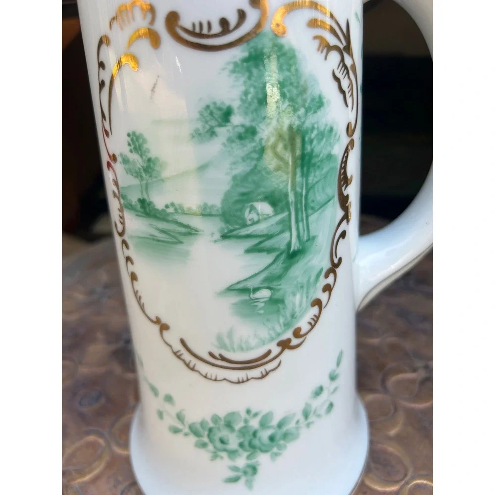Vintage Mid Century Japanese Porcelain Tankard Pitcher Meissen Victorian vase